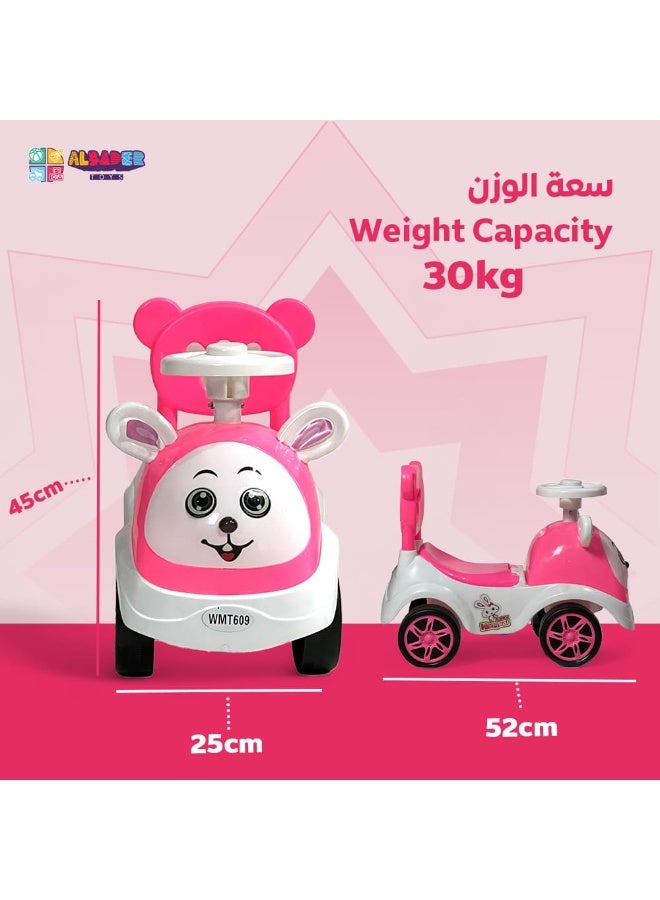 البدر سيارة ركوب للاطفال من البدر، سيارة ركوب للاطفال مع موسيقى واضواء، سيارة دفع للاطفال الصغار مع تخزين تحت المقعد، سيارة لعبة للاطفال مناسبة للاطفال، بينك، زهري، من البدر - Image 4